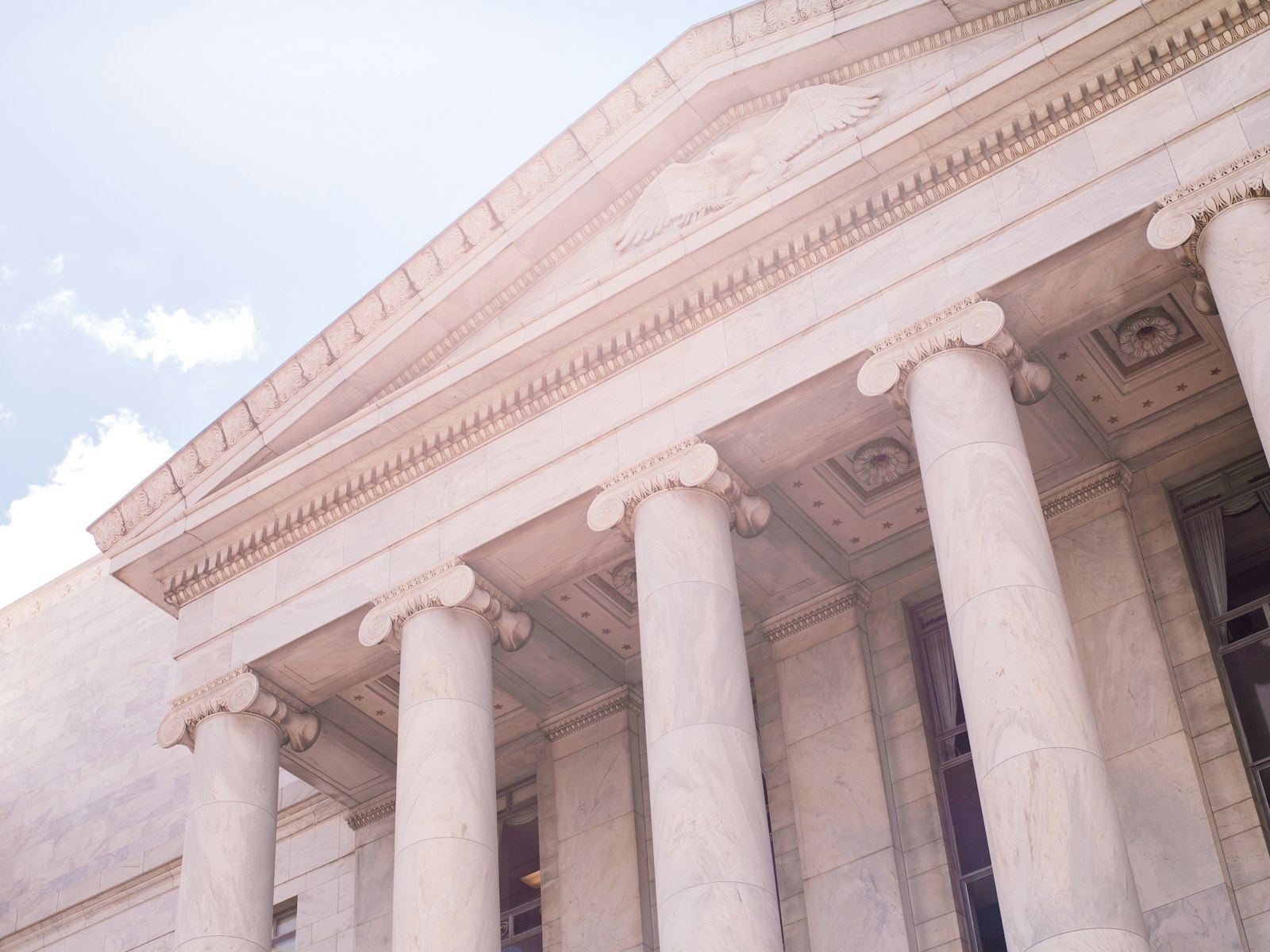 Classical government building facade with columns